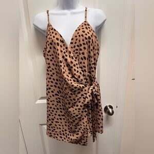 F21 Cheetah Print Wrap Front Surplice Cami Romper medium